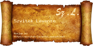 Szvitek Levente névjegykártya